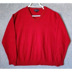 Hart Schaffner Marx Red Fine Merino Wool V-Neck Long Sleeve Sweater Size XXL